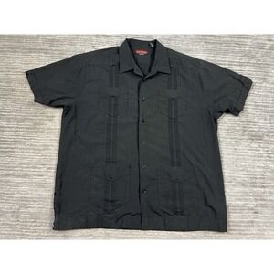 Viva Tropical John Henry Hawaiian Shirt Mens XL Black‎ Button Up Pockets Casual